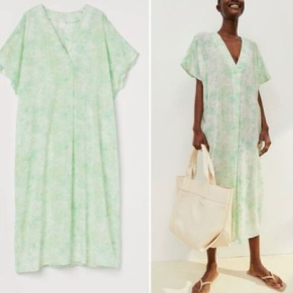 H&M M kaftan green floral - Picture 2 of 5